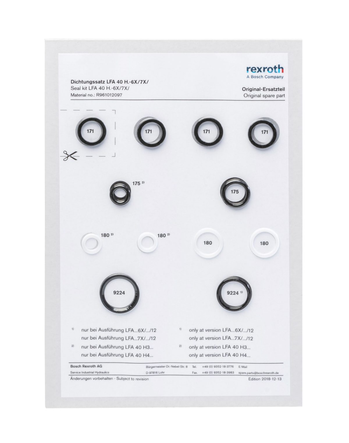 Bosch Rexroth JUEGO DE REPARACION Z2S6.-6X/ R961005132